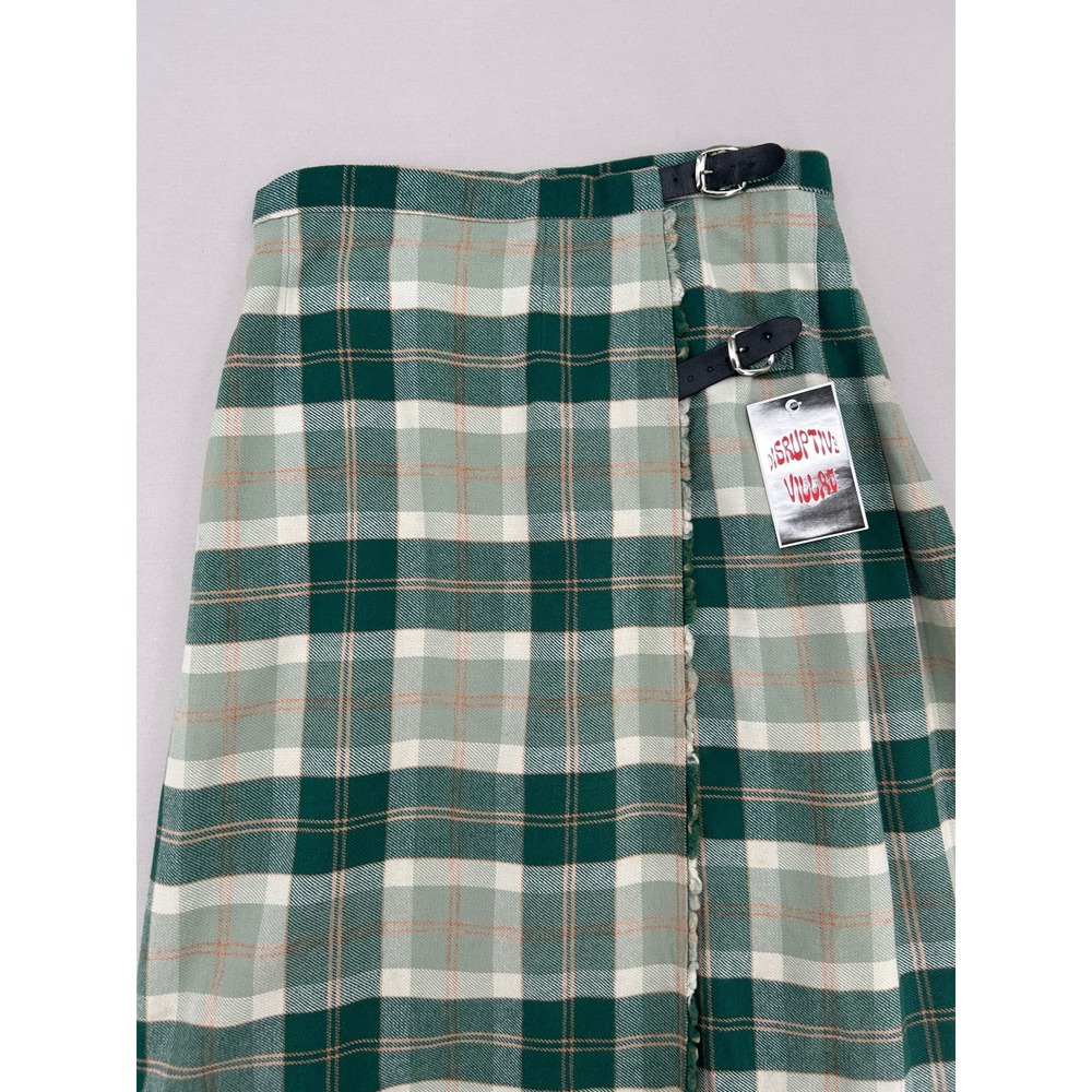 Borderglen Green Plaid Wool Blend Kilt Skirt Made in UK Buckle Wrap Midi NWT - Picture 10 of 14